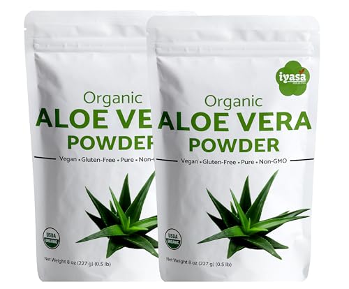 Iyasa Holistics Organic Aloe Vera Powder - 16 oz USDA Certified Whole Leaf