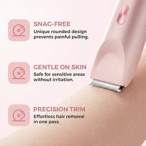 Bikini Shaver - Cordless Electric Wet & Dry Dual-Head Shaver, Washable, Ceramic Blades, USB Rechargeable, Travel Portable Design (Pink)