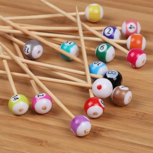 BambooMN 3.9" Billiard Pool Cocktail Appetizer Picks - 100 Pack