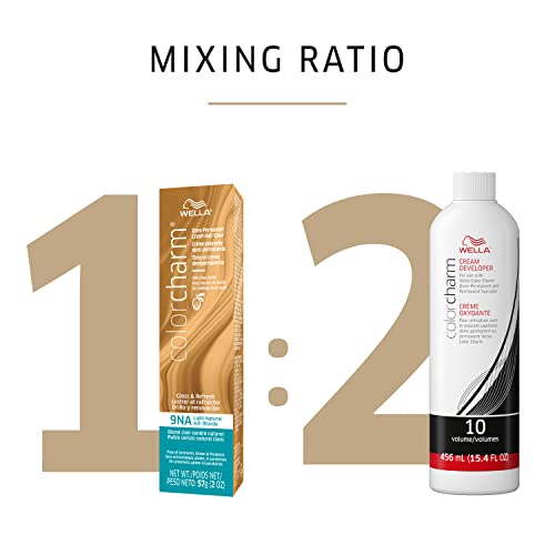WELLA Color Charm Demi Permanent Hair Color, 9NA Light Natural Ash Blonde & 10 Vol. Developer