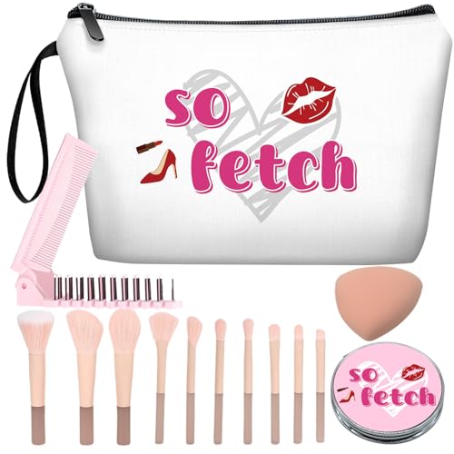 Personalized Travel Makeup Bag Set with 10-Piece Brush Kit & Mirror