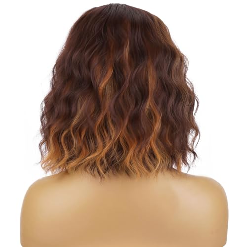 BERON Brown Mixed Wig Short Curly Hair for Daily Cosplay & Parties