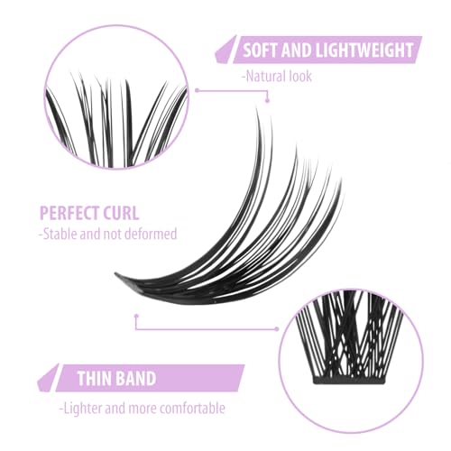 WONSIS 30D 8-16mm Natural Lightweight Reusable False Eyelash Clusters - Soft & Thin