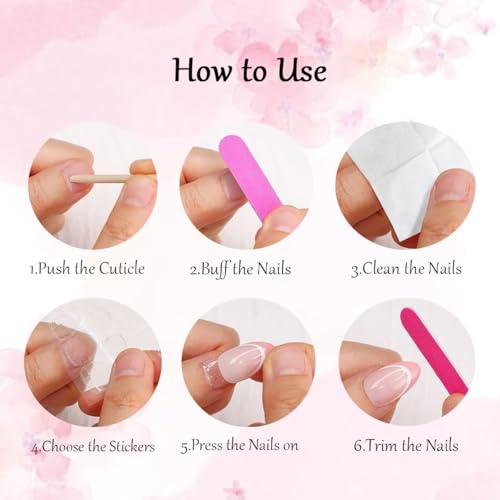 WFBBKP Flower Fake Nails - 30Pcs Short Almond 3D Flower Design with Gold Rhinestones, Pink Glitter, Full Cover, DIY Manicure (Variation 9)