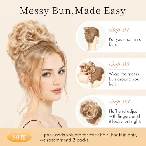 PEOQUEM Messy Bun Hair Piece - Lightweight Synthetic Hair Bun for Volume