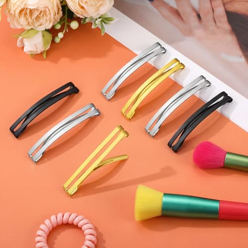 Open Center Hair Barrettes 30pcs - Black, Silver, Gold - 2.36 x 0.39 Inch, Secure & Stylish