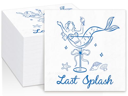 FYSUIMU 50 Pcs Last Splash Mermaid Cocktail Napkins - Blue