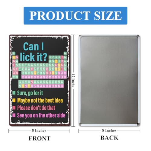 Funny Periodic Table of Elements Wall Decor - 8" x 12" Metal Sign
