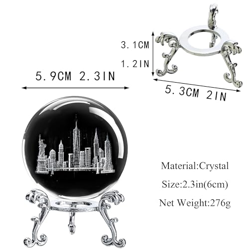 Statue of Liberty Crystal Ball - 2.3in K9 Glass Souvenir
