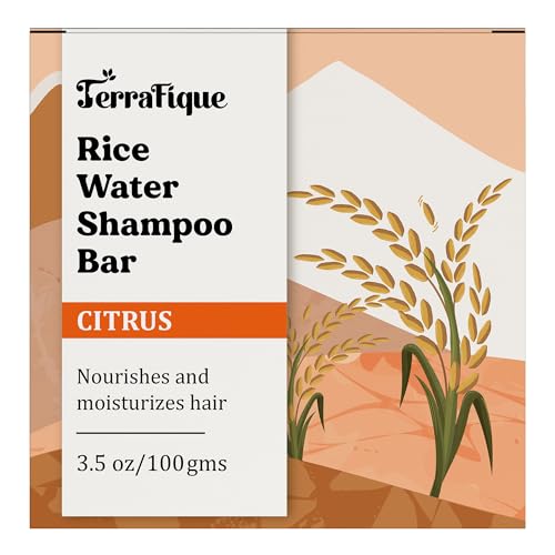 TERRAFIQUE Rice Water Shampoo Bar 3-Pack - Moisturizing Hair Growth Soap