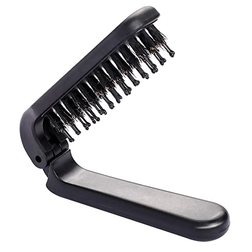 Travel Foldable Hair Brush with Boar & Nylon Bristles - Compact Portable Styling Tool