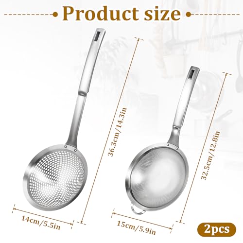 KALIONE Stainless Steel Colander & Fine Mesh Strainer Set