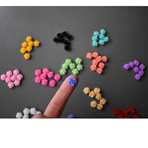 100 Multicolor Rose Nail Art Charms - 10mm Flat Back Resin Flowers