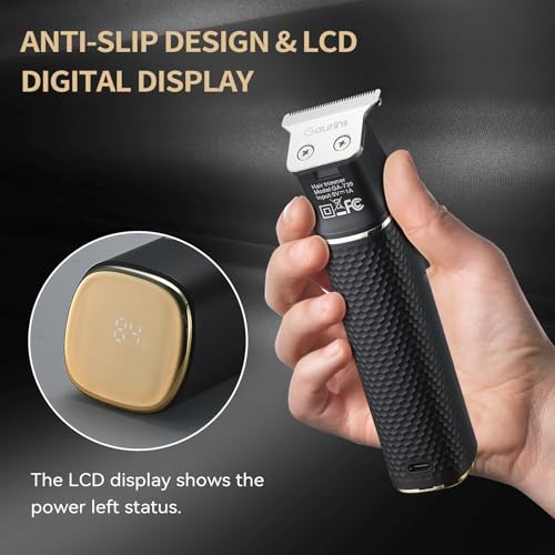 Gaurins Black Hair Trimmer for Men – Professional Beard Clipper with LCD Display