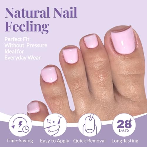 AddFavor Light Pink Press On Toenails 160pcs Full Cover Fake Toe Tips with Adhesive Tabs