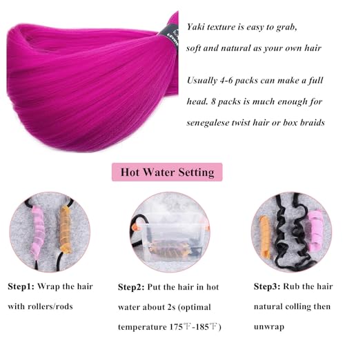 Pre-Stretched Pink Kanekalon Braiding Hair Extensions - 26 Inch