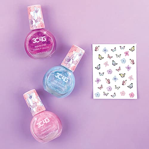 3C4G Butterfly Nail Polish Trio - 0.2 Fl Oz Kids Nail Polish Set
