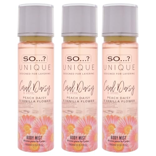 So...? Coral Daisy Body Mist Pack of 3 - Long-Lasting Fragrance for Women - 5.17 Fl Oz Each