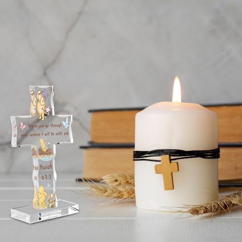 Winnie Inspirational Acrylic Cross Plaque - Encouraging Christian Gift