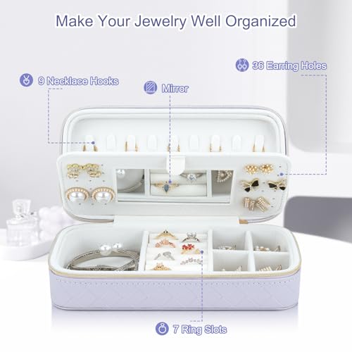 DesignSter Travel Jewelry Case - Compact PU Leather Organizer with Mirror