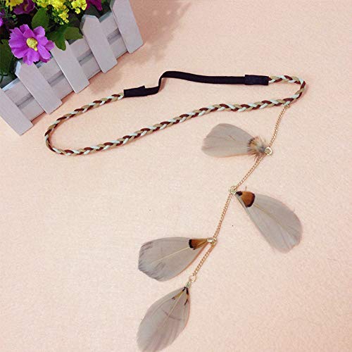 Khaki Boho Feather Headband for Women - Festival, Wedding, Costume Accessories