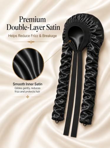 XXL Double Layer Satin Bonnet for Long Hair & Braids - Heatless Curl Cap