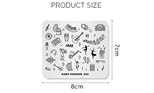 KADS FA024 Guitar & Music Nail Art Stamping Plates for DIY Manicure