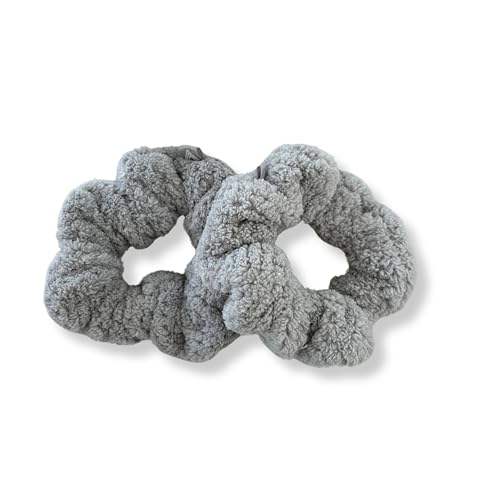 VOLO Luna Gray Microfiber Hair Scrunchies - Super Absorbent & Soft Hold (2-Pack)