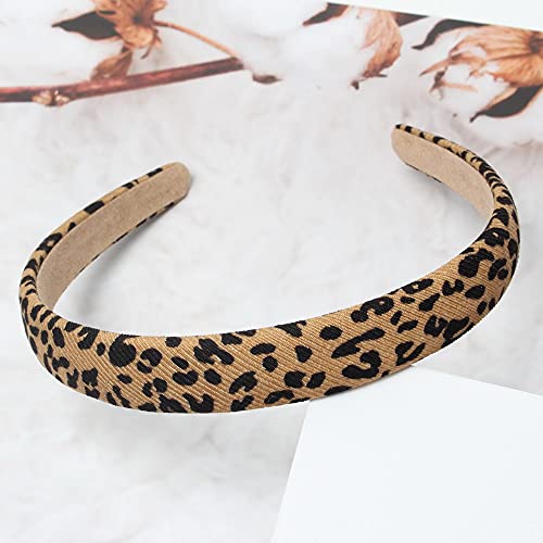 Cuizhiyu Leopard Print Headband 6PK - Faux Leather Wide Hairbands for Women & Girls, Leopard Variations