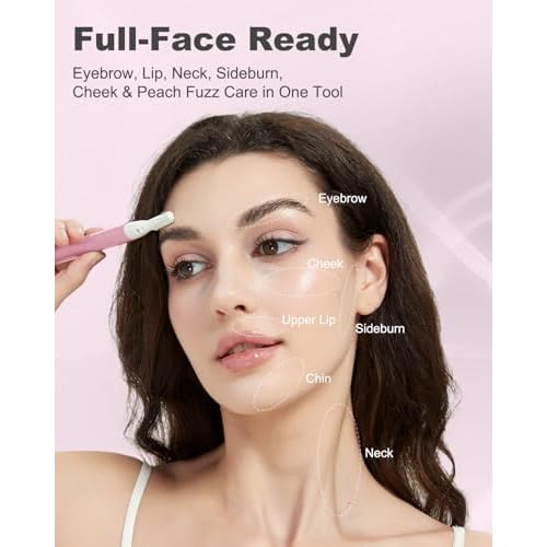 Eyebrow Trimmer for Women, Dual Head Facial Hair Remover with Precision Detail Trimmer, Portable Battery Powered Eyebrow Razor for Brows, Upper Lip, Chin & Peach Fuzz
