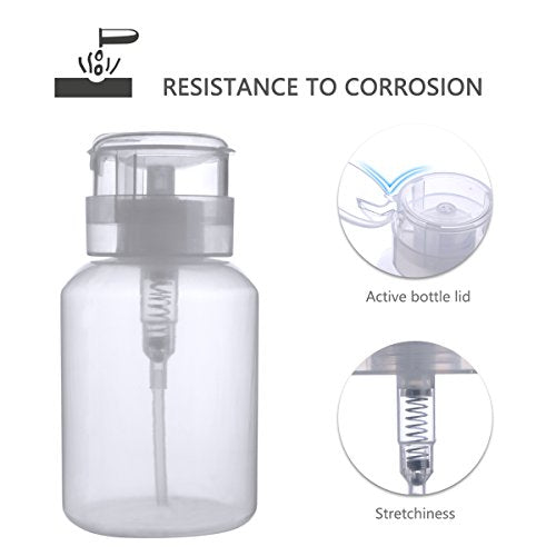 Biutee 200ml Clear Acetone Pump Dispenser Bottle - Lockable & Reusable