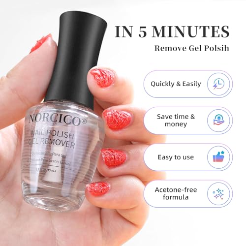 NORCICO Gel Nail Polish Remover - 0.5 Fl Oz, Acetone-Free, Fast-Acting
