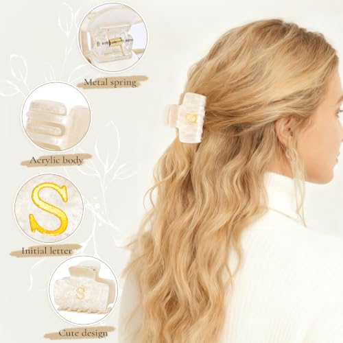 Gold Initial Claw Clip - Personalized 2.1 Inch Hair Accessory for Women & Girls