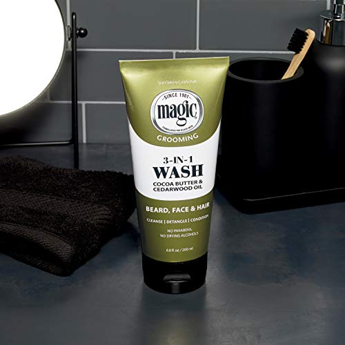 SoftSheen-Carson Magic Beard Wash 3-in-1 Cleanses & Conditions for Face, Beard & Hair - 6.8 Fl Oz Pack of 2