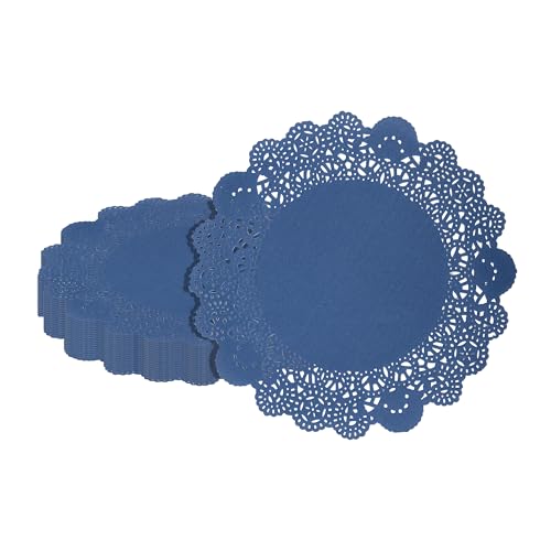 Navy Blue Paper Doilies - 100 Count, 8 Inch Lace Table Doilies