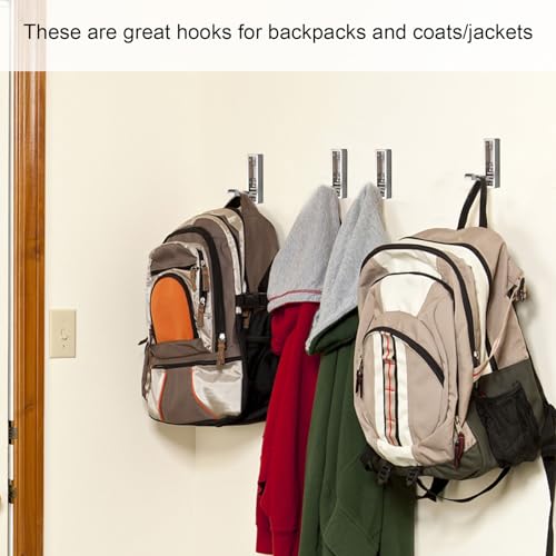 MACIKWON Foldable Coat Hooks - Heavy Duty Wall Hooks for Coats, Bags & Towels (2 Pack, Brushed Nickel)
