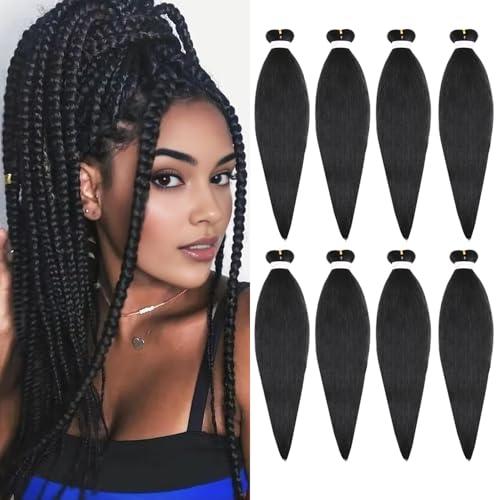 Porpouy 16 Inch Pre-Stretched Braiding Hair - 8 Packs Synthetic Extensions