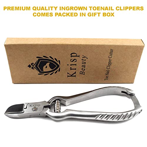 Krisp Beauty Professional Toenail Clippers for Thick Nails - 6.25 Inch Silver