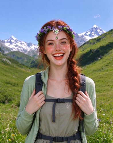 Vivivalue Purple Elf Crown Headband Woodland Elven Headpiece Women Flower Halo