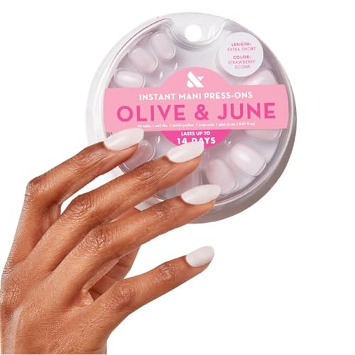 Olive & June Instant Mani Press-On Nails - Strawberry Scone, Extra Short