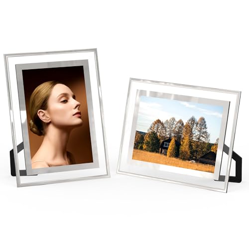 Clear Glass 4x6 Picture Frames Set of 2 - Horizontal & Vertical Display