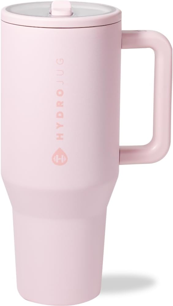 HydroJug 32 oz Insulated Water Bottle - Leak Resistant with Handle & Flip Straw | Pink Sand