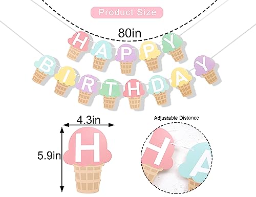 Ice Cream Birthday Banner - Happy Birthday Party Decoration