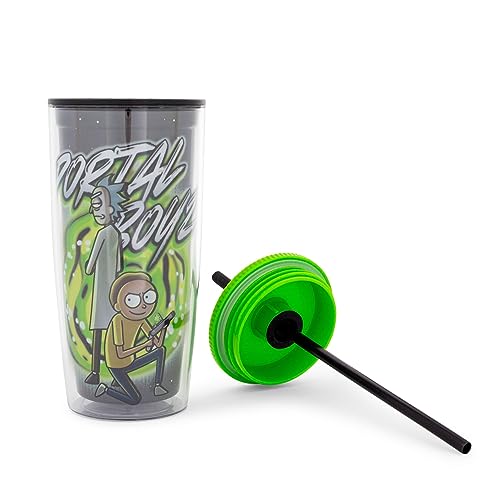 Rick and Morty Portal Boyz Travel Tumbler with Reusable Straw - 20 Oz
