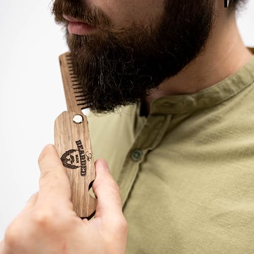 Folding Walnut Beard Comb for Men | Compact & Durable Grooming Tool
