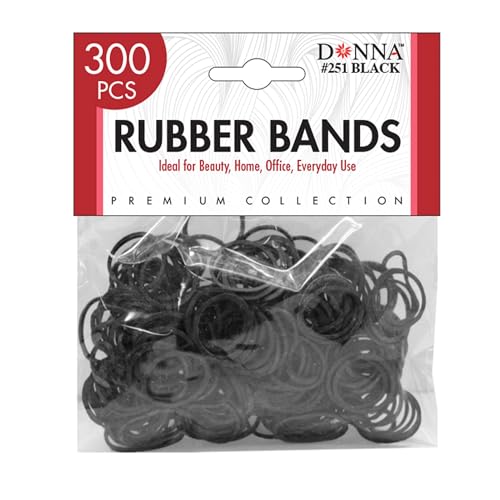 DONNA 300PCS Small Black Rubber Bands - Strong Elastic Hair Ties