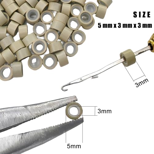 500 Pcs Silicone Lined Micro Link Beads for Hair Extensions - 5mm
