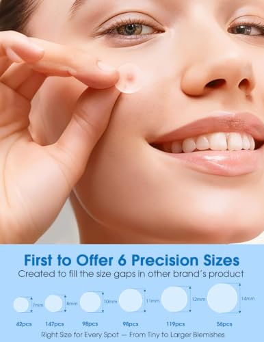 Hydrocolloid Acne Patches - 560 Count, 6 Sizes with Tea Tree & CICA