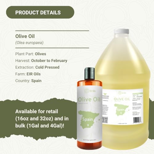 Nature Package 100% Pure Cold Pressed Olive Oil - 16 Fl Oz for Hair, Skin, and Essential Oils