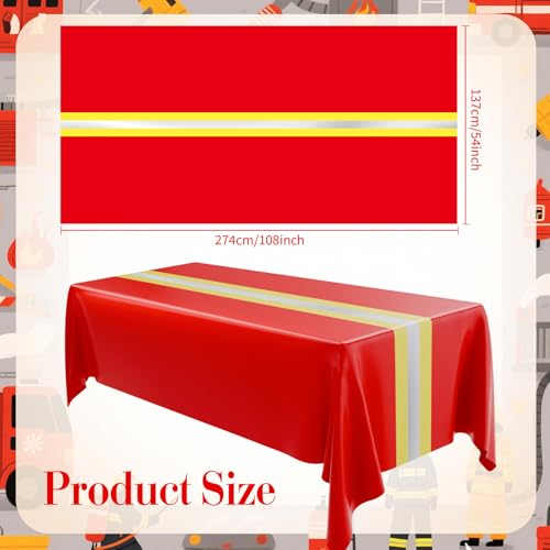 Oudain 3-Pack Firefighter Party Tablecloths | 54"x108" Plastic Covers